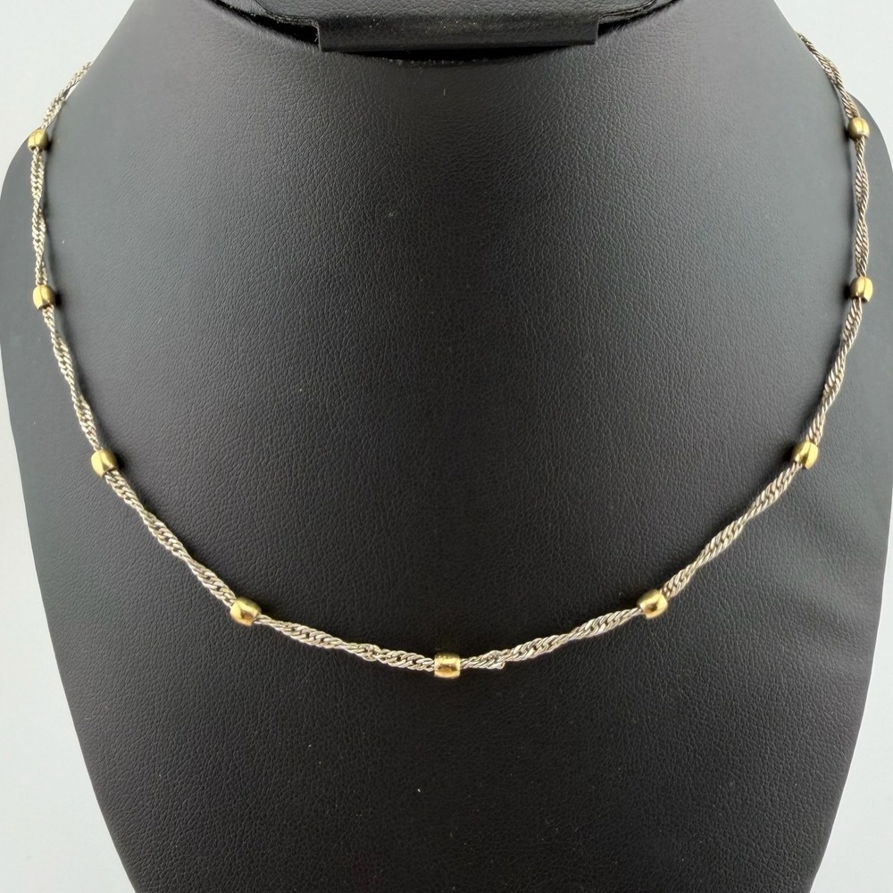 Napier Womens Mixed Metal Twisted Rope Bead Necklace 24 Inch Silver & Gold Tone